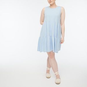 J. Crew Sleeveless Tiered Dress Arctic Ice Blue Sleeveless Knit Dress Tank Scoop